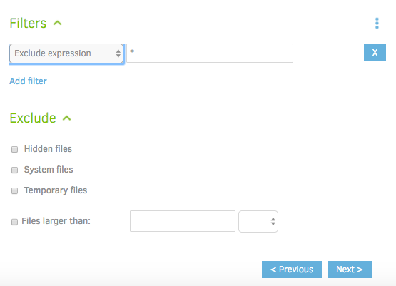 Filter options