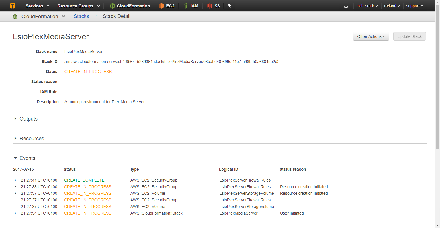 Stack in create status